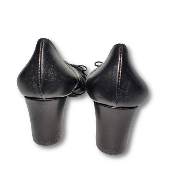 AGL Cap Toe Leather Bow Stretch Pumps EU 38 US 8 - Picture 4 of 14